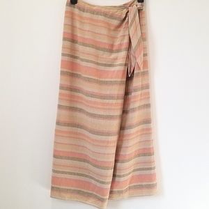Talbots Striped Linen Wrap Skirt Midi length 8